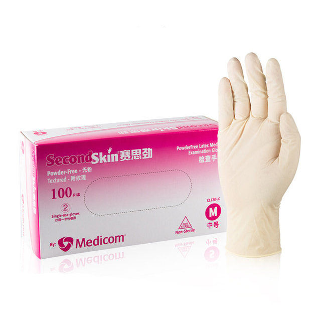 1204C 一次性无粉乳胶手套中号6g - 麦迪康