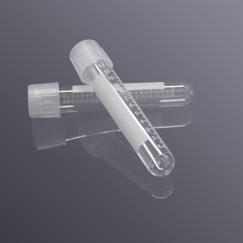 BS-PST-14-G-S2 14ml圆底试管/摇菌管, PS材质, 印刷刻度, 双凸位盖, 无菌