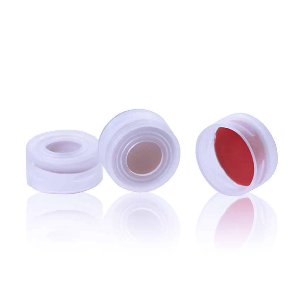 BS-JYP-WPC-020 11mm卡口白色开孔进样瓶盖,含1mm红膜白胶垫片,非预切